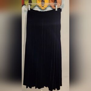 Chanel Velvet Black Pleated Skirt 13inch waist Laying Flat Missing Button